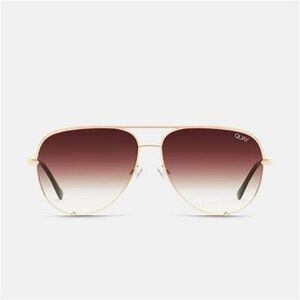 QUAY SUNGLASSES - High Key Mini - Gold w/ Brown Gradient Lenses